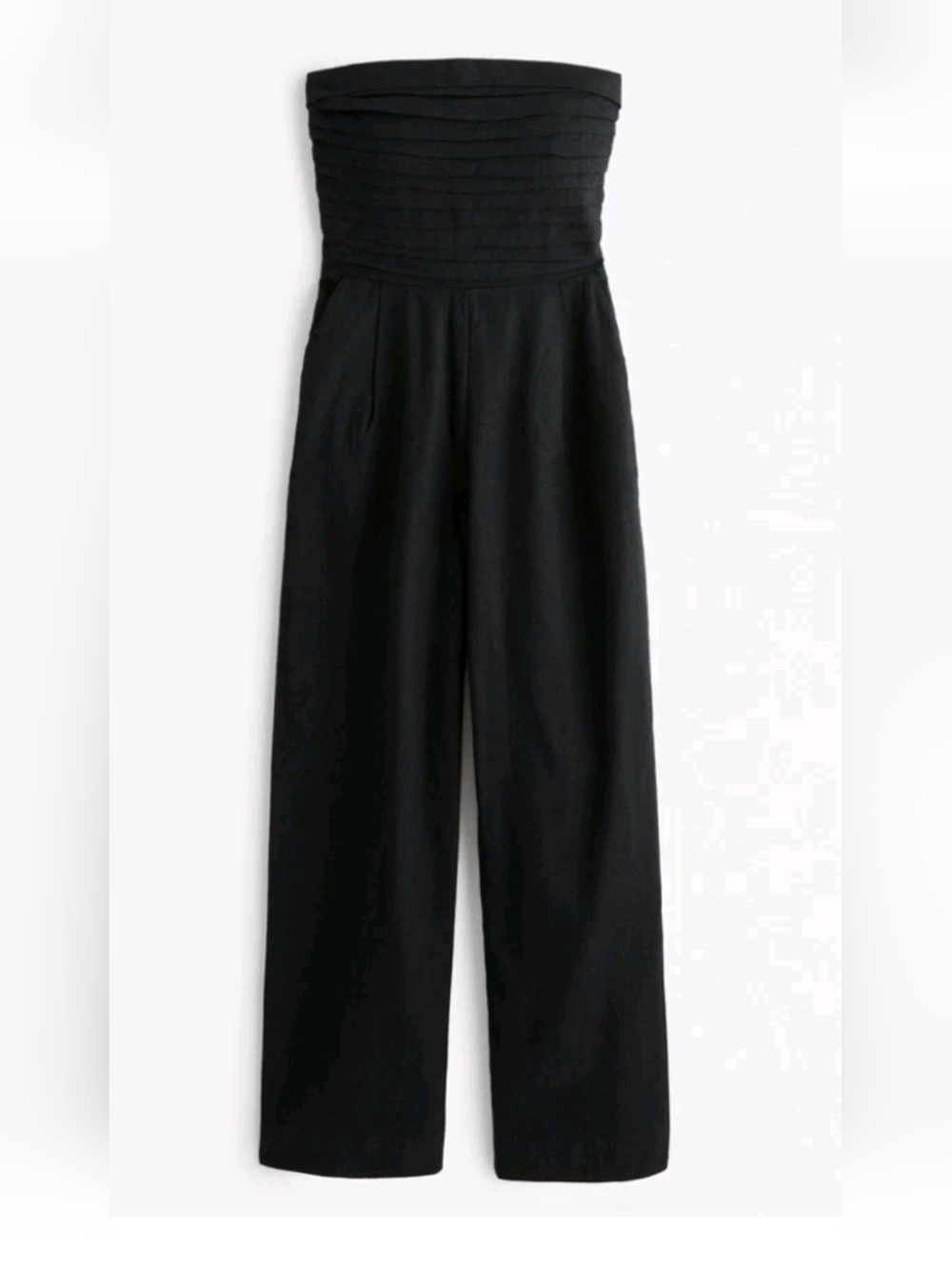 Abercrombie & Fitch New Emerson Linen-Blend Strapless Jumpsuit Black Small